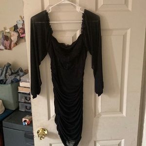 Half of the shoulder black dress